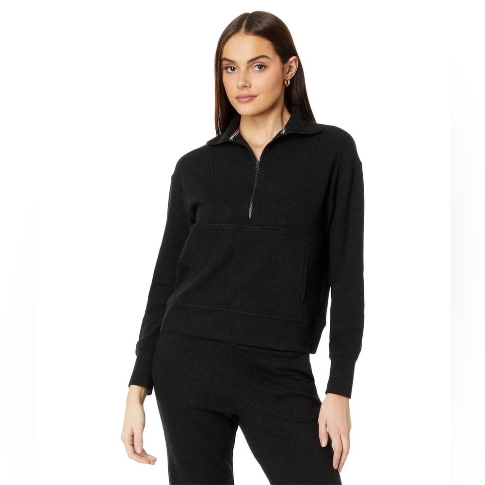 FAHERTY Legend Lounge Half Zip Sweatshirt Heathered Black Twill Women XS